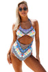 Sexy All Over Print Peek-a-boo Maillot Monokini